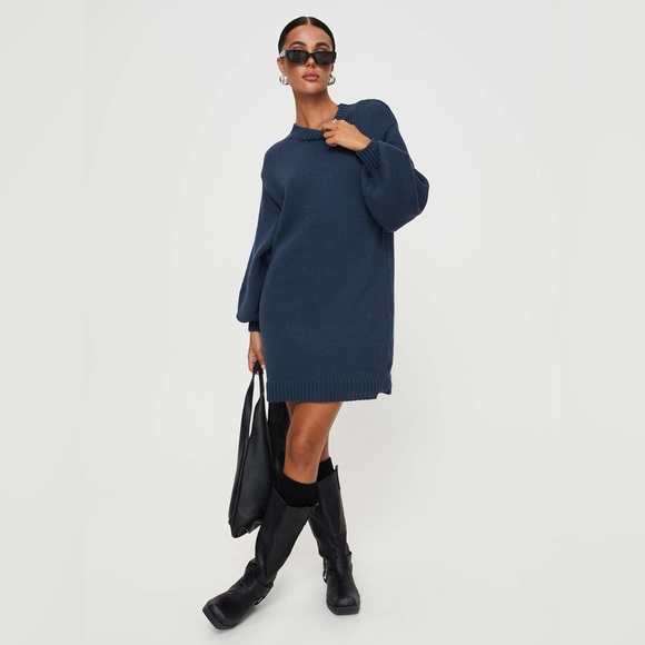 NWT Princess Polly: Harmony Knit Mini Dress in Navy - Picture 4 of 11